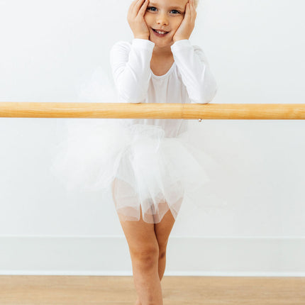 White Velvet L/S Tutu Leotard