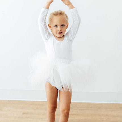 White Velvet L/S Tutu Leotard