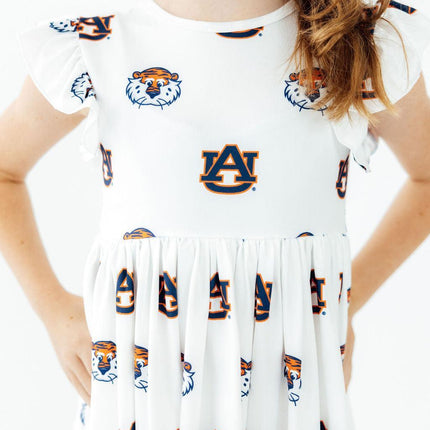 Auburn White Aubie Flutter Twirl Dress
