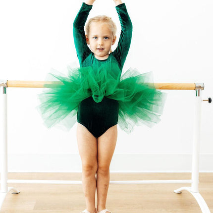 Hunter Green Velvet L/S Tutu Leotard
