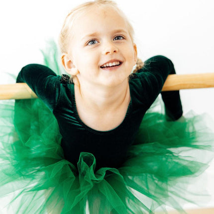 Hunter Green Velvet L/S Tutu Leotard