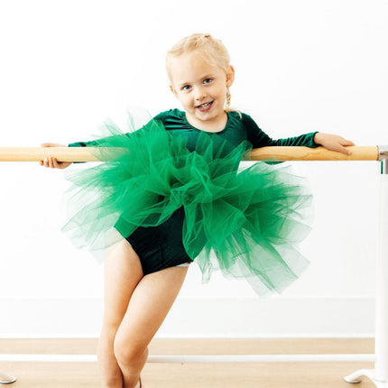 Hunter Green Velvet L/S Tutu Leotard