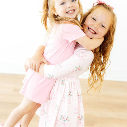 Big Sister Floral 3/4 Sleeve Pocket Twirl Dress