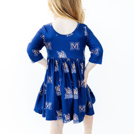 Montana State University Blue Bobcat 3/4 Sleeve Pocket Twirl Dress
