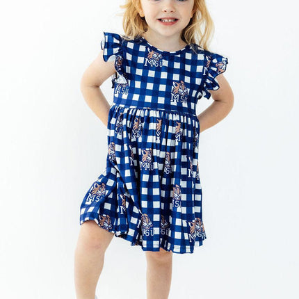 Montana State University Plaid Bobcat Flutter Twirl Dress