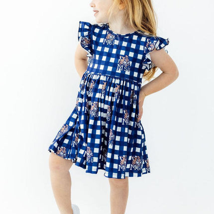 Montana State University Plaid Bobcat Flutter Twirl Dress
