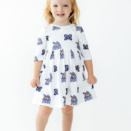 Montana State University White Bobcat 3/4 Sleeve Pocket Twirl Dress