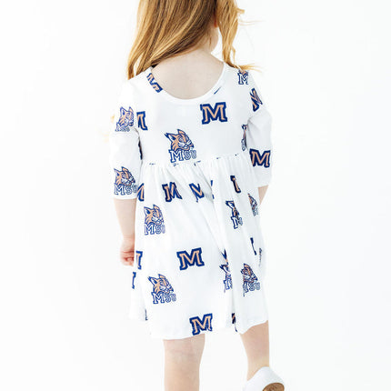 Montana State University White Bobcat 3/4 Sleeve Pocket Twirl Dress