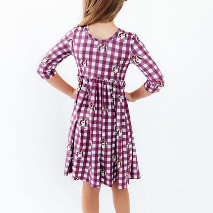 Virginia Tech Plaid Hokie 3/4 Sleeve Pocket Twirl Dress