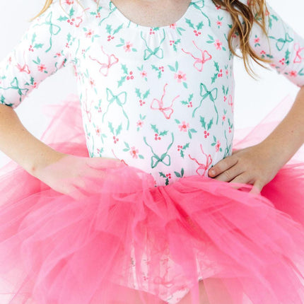 Bows & Mistletoe 3/4 Tutu Leotard