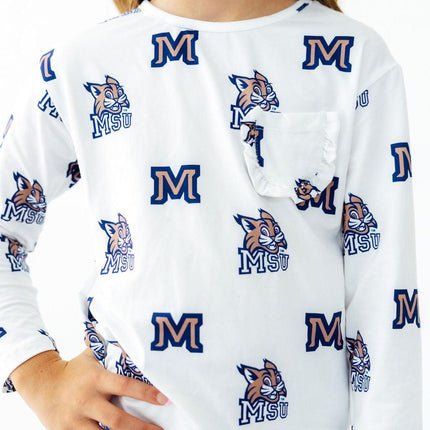 Montana State University White Bobcat L/S Ruffle Pocket Tee
