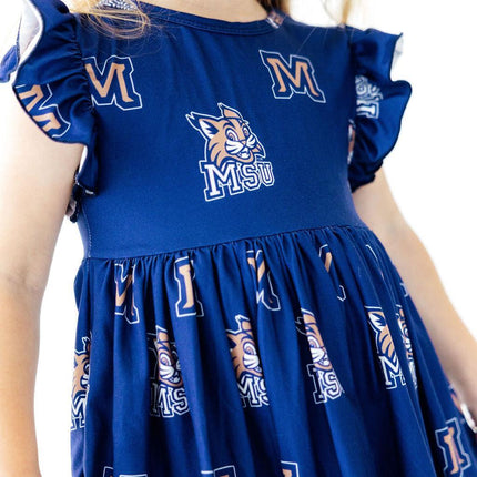 Montana State University Blue Bobcat Flutter Twirl Dress