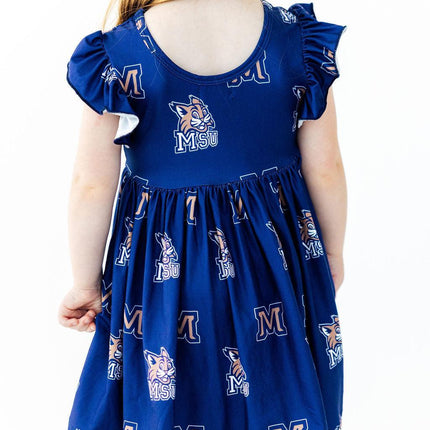 Montana State University Blue Bobcat Flutter Twirl Dress