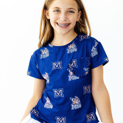 Montana State University Blue Bobcat Ruffle Pocket Tee