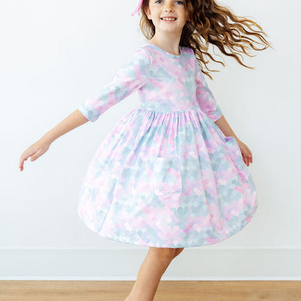 Mermaid Magic 3/4 Sleeve Pocket Twirl Dress