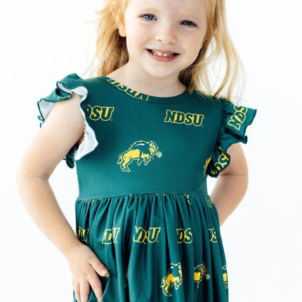 North Dakota State University Green Bison Flutter Twirl Dress