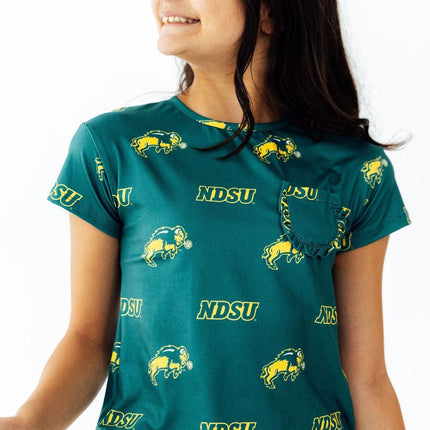 North Dakota State University Green Bison Ruffle Pocket Tee
