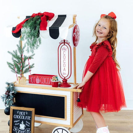 Red Shimmer 3/4 Sleeve Tutu Dress