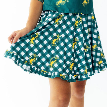 North Dakota State University Plaid Bison Ruffle Twirl Skort