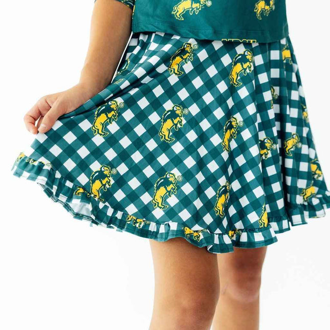 North Dakota State University Plaid Bison Ruffle Twirl Skort