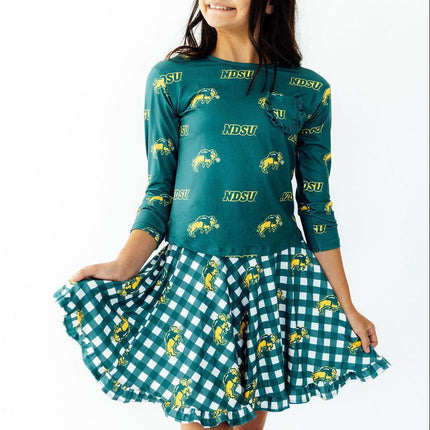 North Dakota State University Plaid Bison Ruffle Twirl Skort