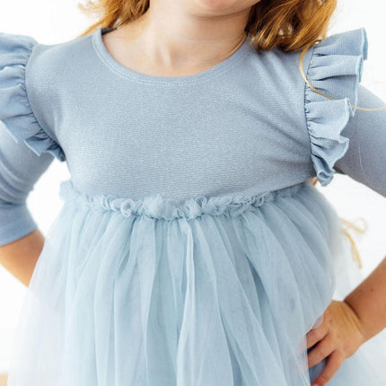 Bluebird Shimmer 3/4 Sleeve Tutu Dress