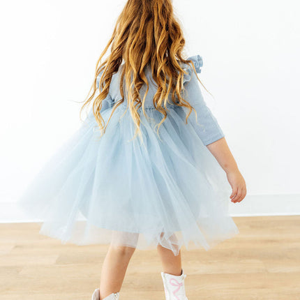 Bluebird Shimmer 3/4 Sleeve Tutu Dress