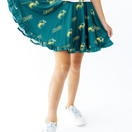 North Dakota State University Green Bison Ruffle Twirl Skort