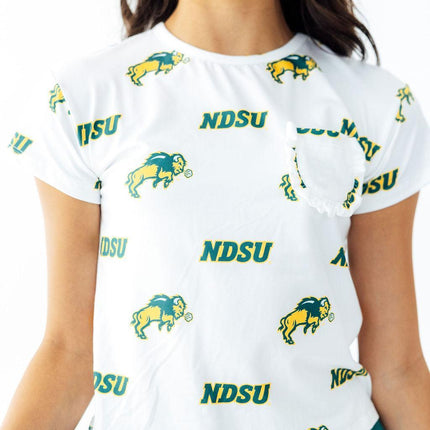 North Dakota State University White Bison Ruffle Pocket Tee