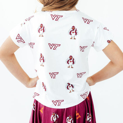 Virginia Tech White Hokie Ruffle Pocket Tee