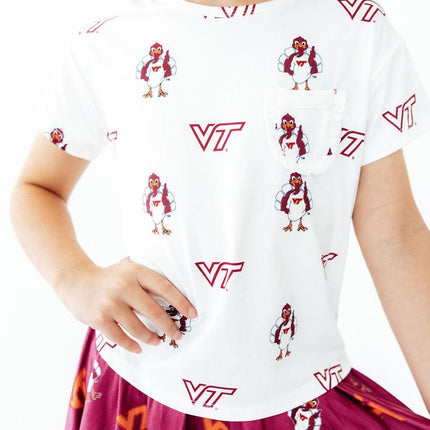 Virginia Tech White Hokie Ruffle Pocket Tee