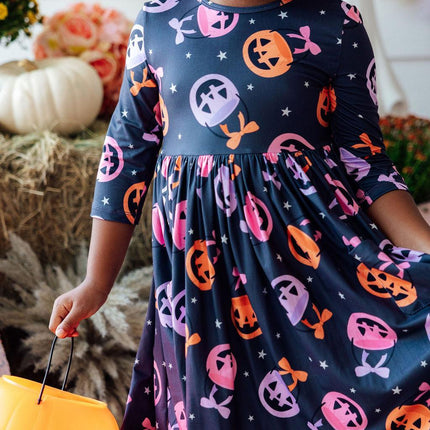 Sweet Tooth 3/4 Sleeve Pocket Twirl Dress - Dashing Nova