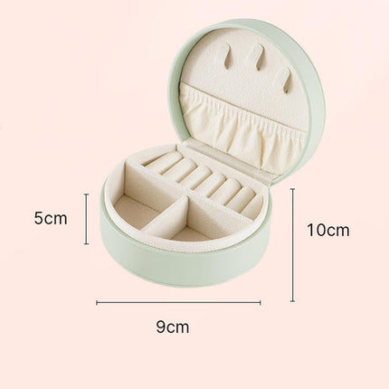 Mini Travel Jewelry Box Organizer, Portable Storage Case with Compartments, PU Leather, 3.9 x 3.5 x 2 inches