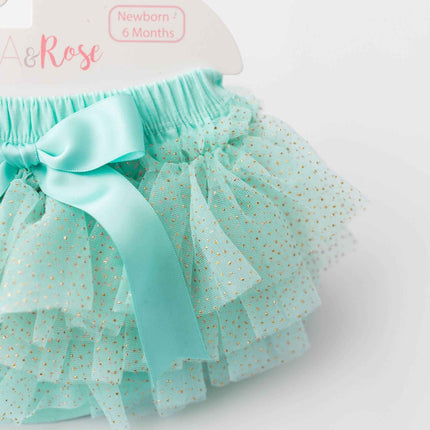 Mint & Gold Glitter Ruffle Tutu Bloomer
