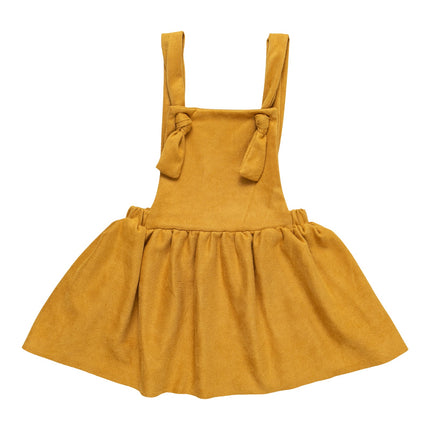 Mustard Faux Suede Pinafore - Dashing Nova