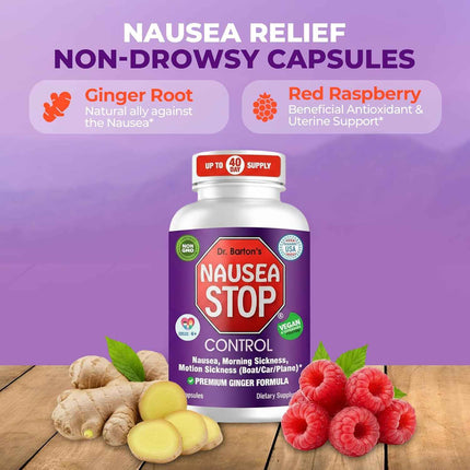 Nausea Stop – Natural Ginger Nausea Relief for Motion Sickness, Morning Sickness & Travel