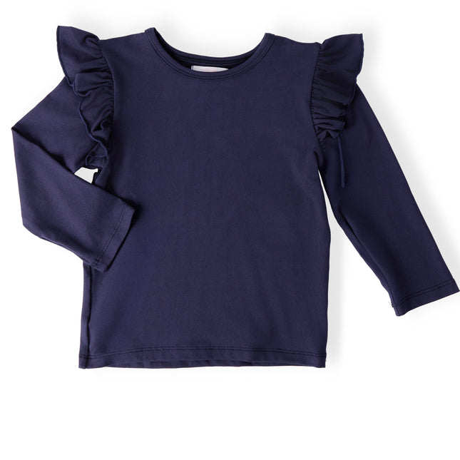 Navy L/S Ruffle Tee - Dashing Nova