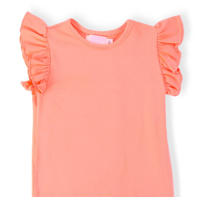 Neon Coral S/S Ruffle Tee - Dashing Nova