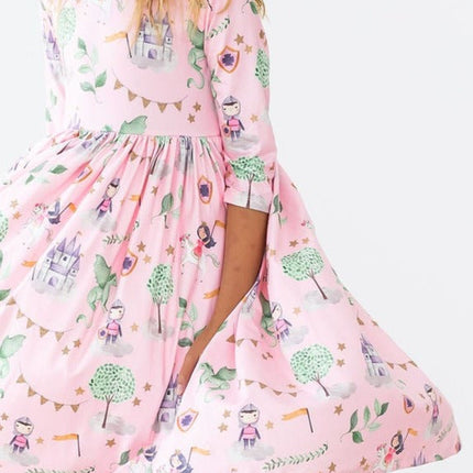 Once Upon a Time 3/4 Sleeve Pocket Twirl Dress - Dashing Nova