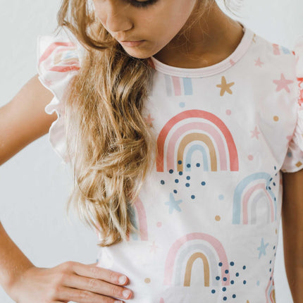Over the Rainbow S/S Ruffle Tee - Dashing Nova