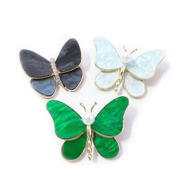 Pack of 3 Elegant Butterfly Brooch Pins for Dresses and Blazers