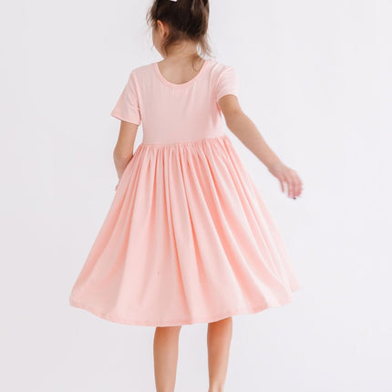 Peach S/S Pocket Twirl Dress - Dashing Nova