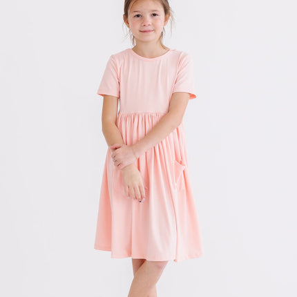 Peach S/S Pocket Twirl Dress - Dashing Nova