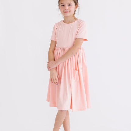 Peach S/S Pocket Twirl Dress - Dashing Nova