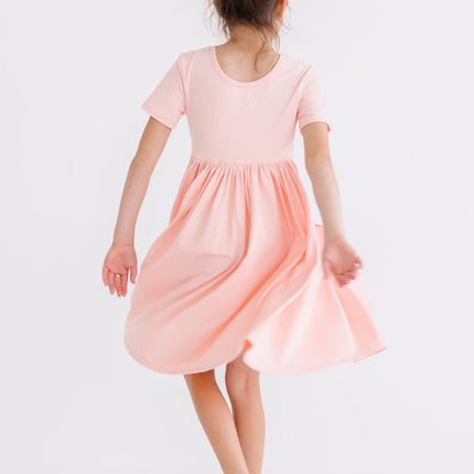Peach S/S Pocket Twirl Dress - Dashing Nova