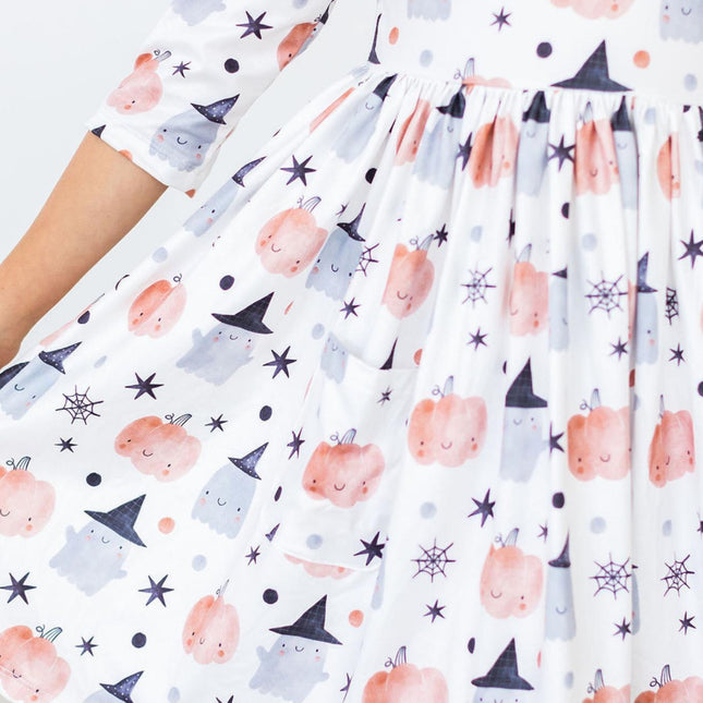 Peek-a-Boo 3/4 Sleeve Pocket Twirl Dress - Dashing Nova
