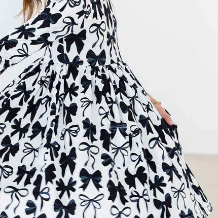 Perfectly Tied 3/4 Sleeve Pocket Twirl Dress