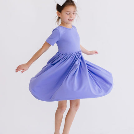 Periwinkle S/S Pocket Twirl Dress - Dashing Nova