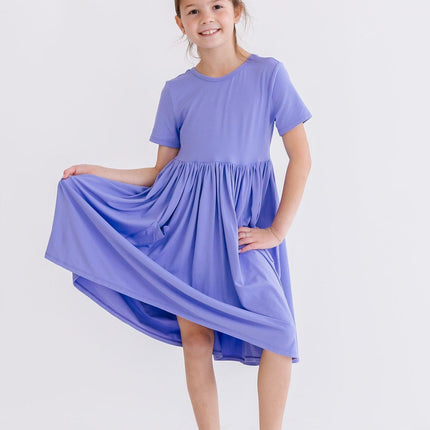 Periwinkle S/S Pocket Twirl Dress - Dashing Nova
