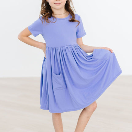Periwinkle S/S Pocket Twirl Dress - Dashing Nova